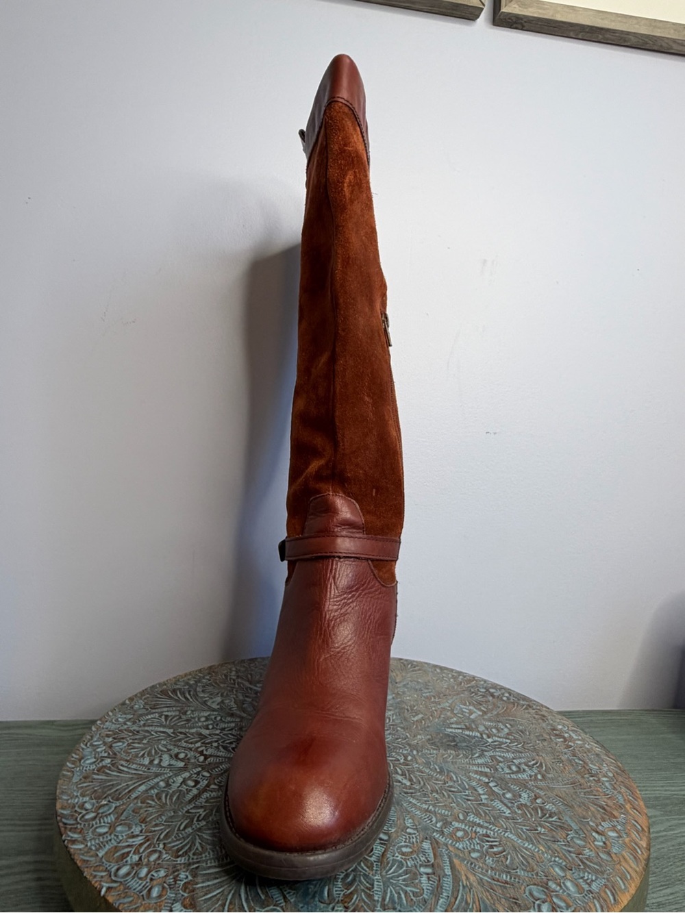 Like New! Naturalizer Cognac Suede Leather Knee High Heeled Boots size 12 - Picture 2 of 14